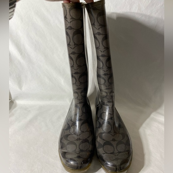 Coach WOMEN’S PIXIE SIGNATURE RUBBER RAIN BOOTS Size 9 GC - Picture 3 of 9